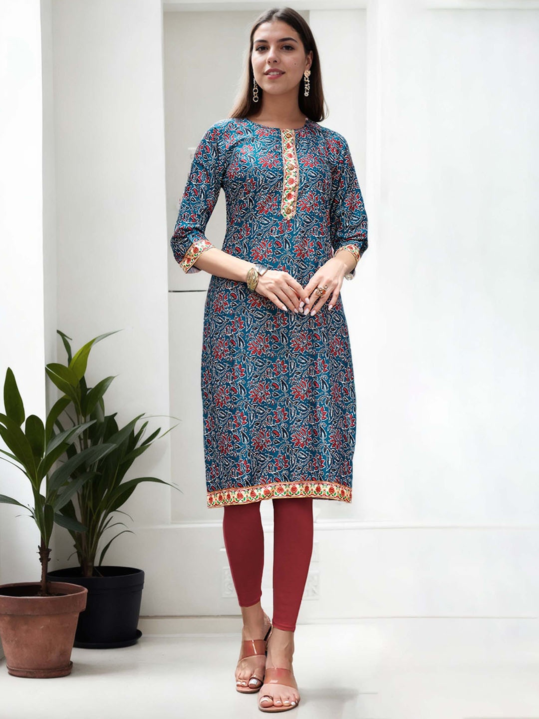 

Anouk Rustic Women Floral Printed Kurta, Blue