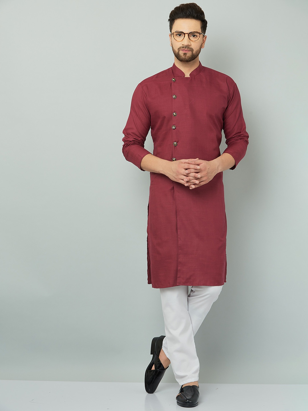 

LEMONX Men Regular Kurta with Pyjamas, Maroon