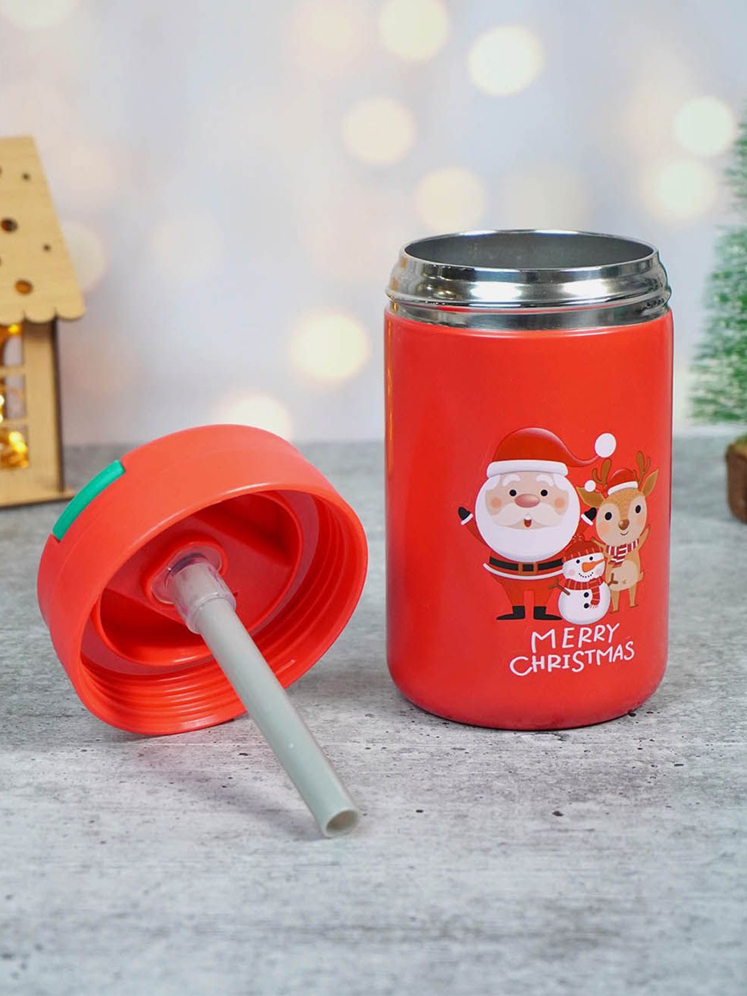 

Little Surprise Box LLP Red & White Single Stainless Steel Printed Single Wall Vacuum Water Bottle