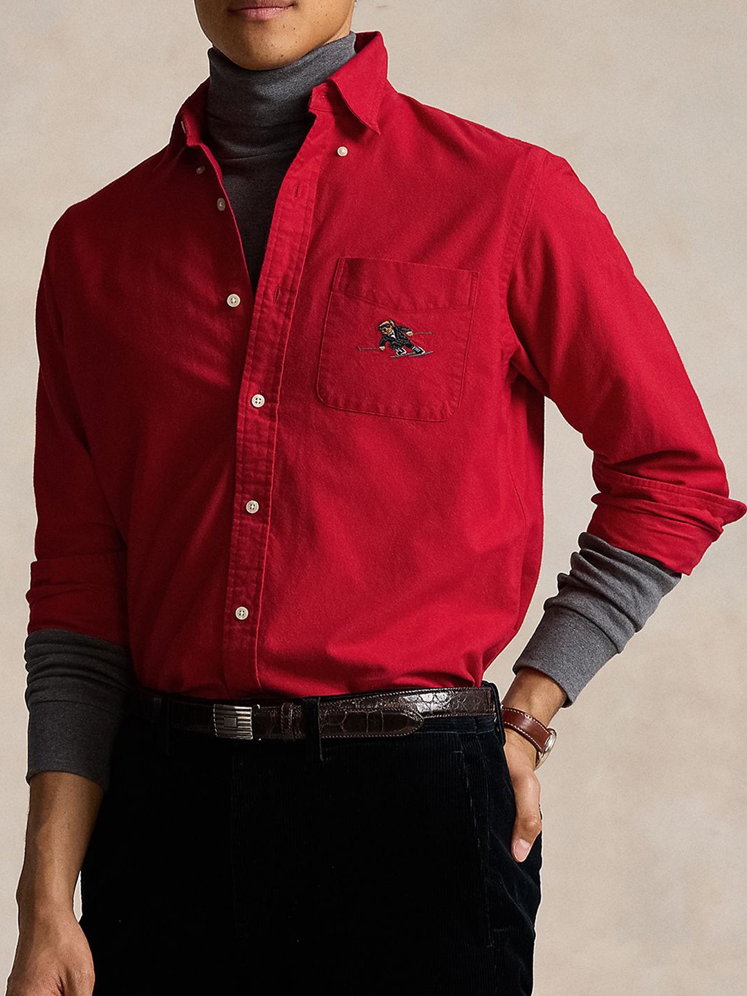 

Polo Ralph Lauren Pure Cotton Classic Fit Polo Bear Printed Oxford Shirt, Red