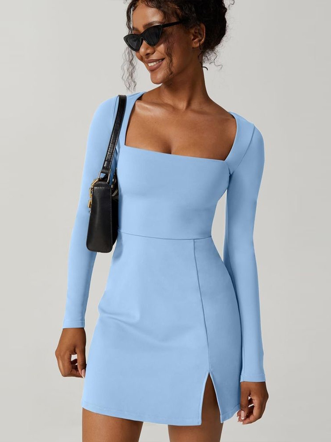 

LULU & SKY Square Neck Bodycon Mini Dress, Blue