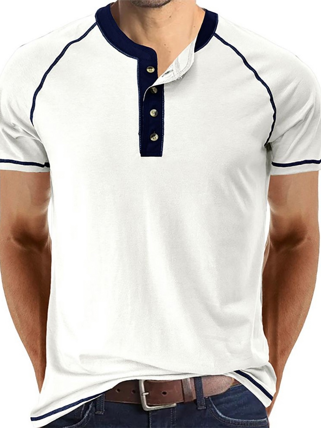 

StyleCast x Revolte Men Solid Mandarin Collar Cotton T-shirt, White