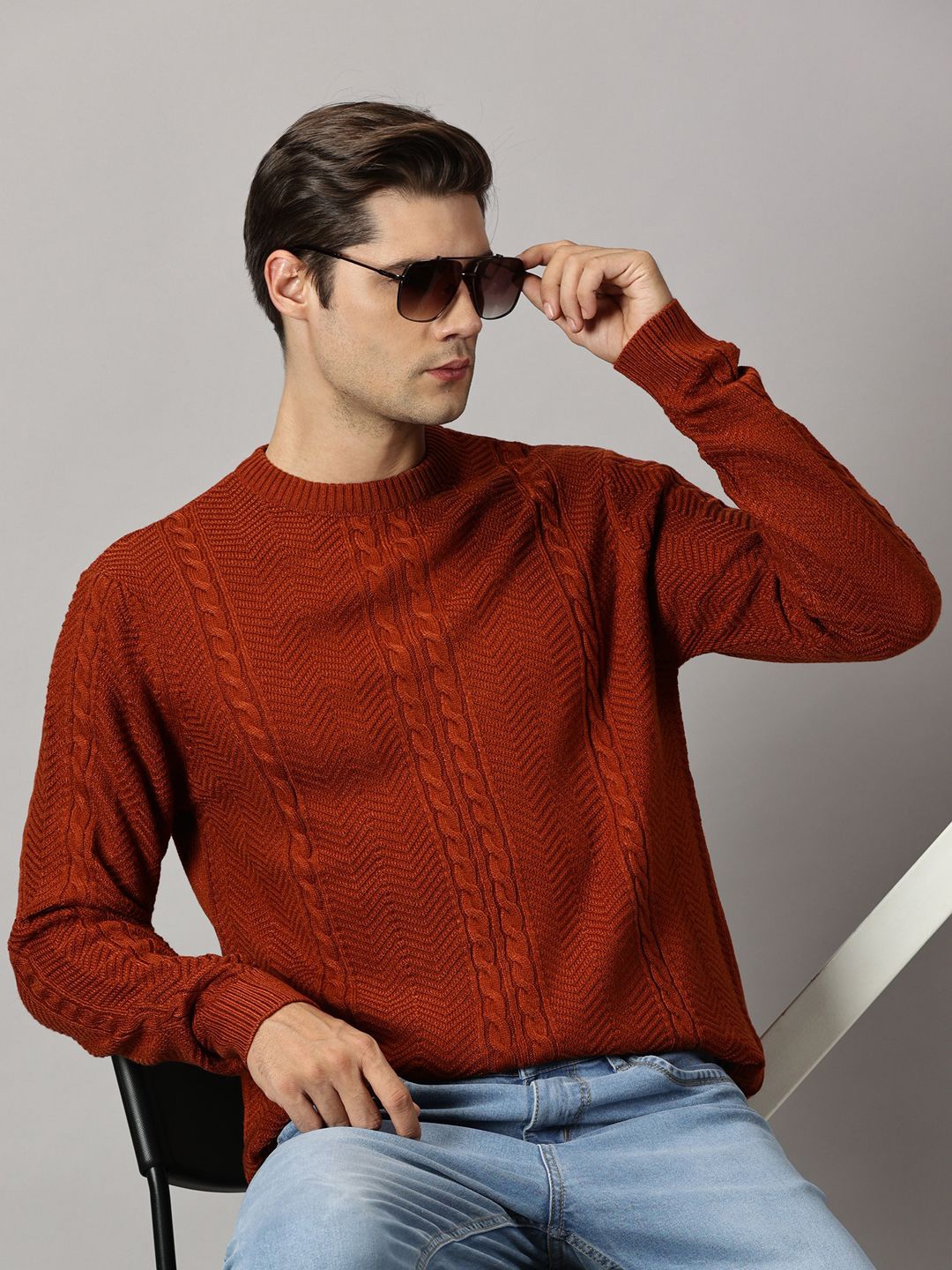 

BLACK BUCK Cable Knit Sweater, Copper