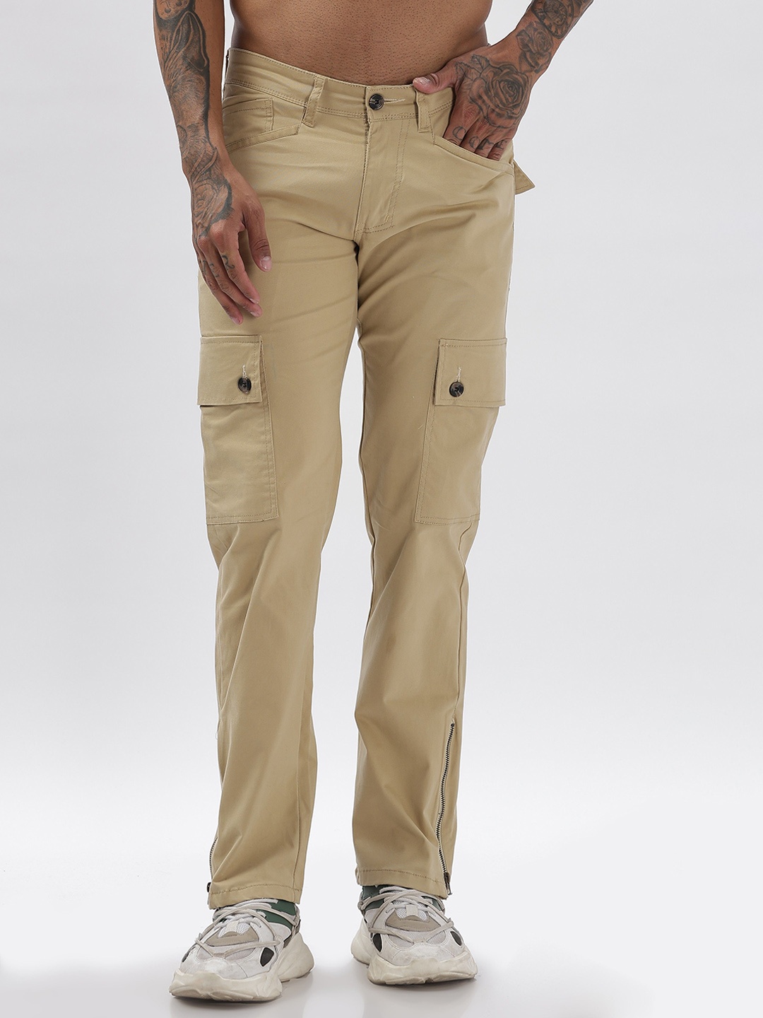 

BEVDAAS Men Comfort High-Rise Jeans, Beige