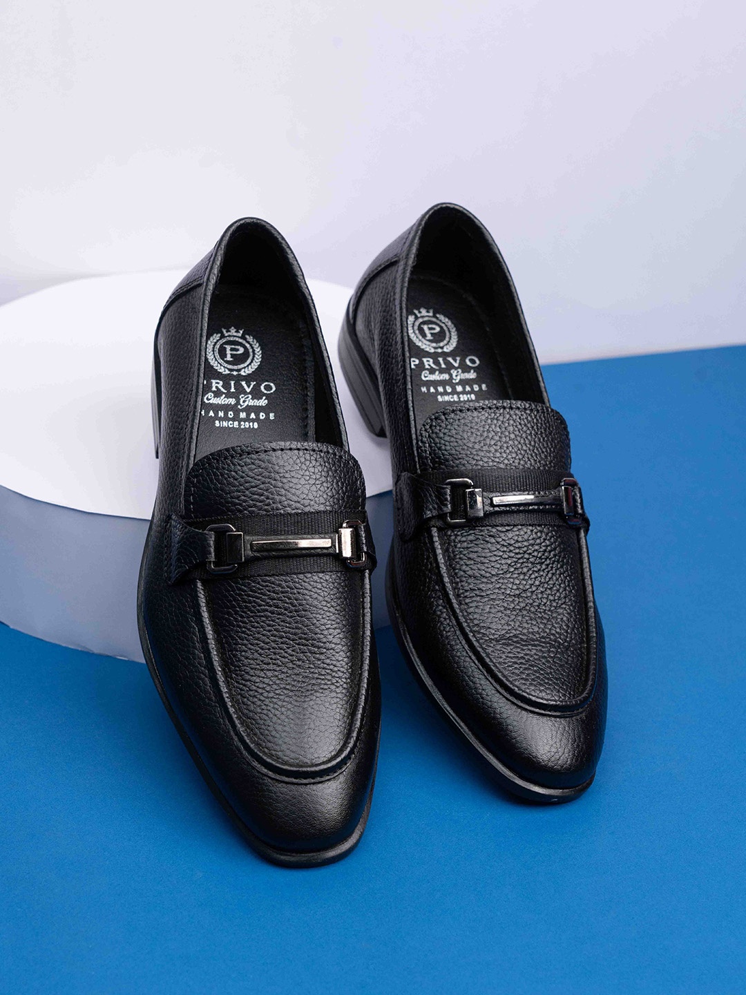 

ATESBER by Inc.5 Men Leather Formal Loafers, Black
