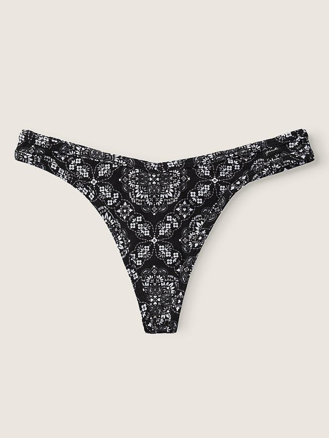 

Victoria's Secret Printed Low Rise Thong Briefs- 111530365OJG, Black