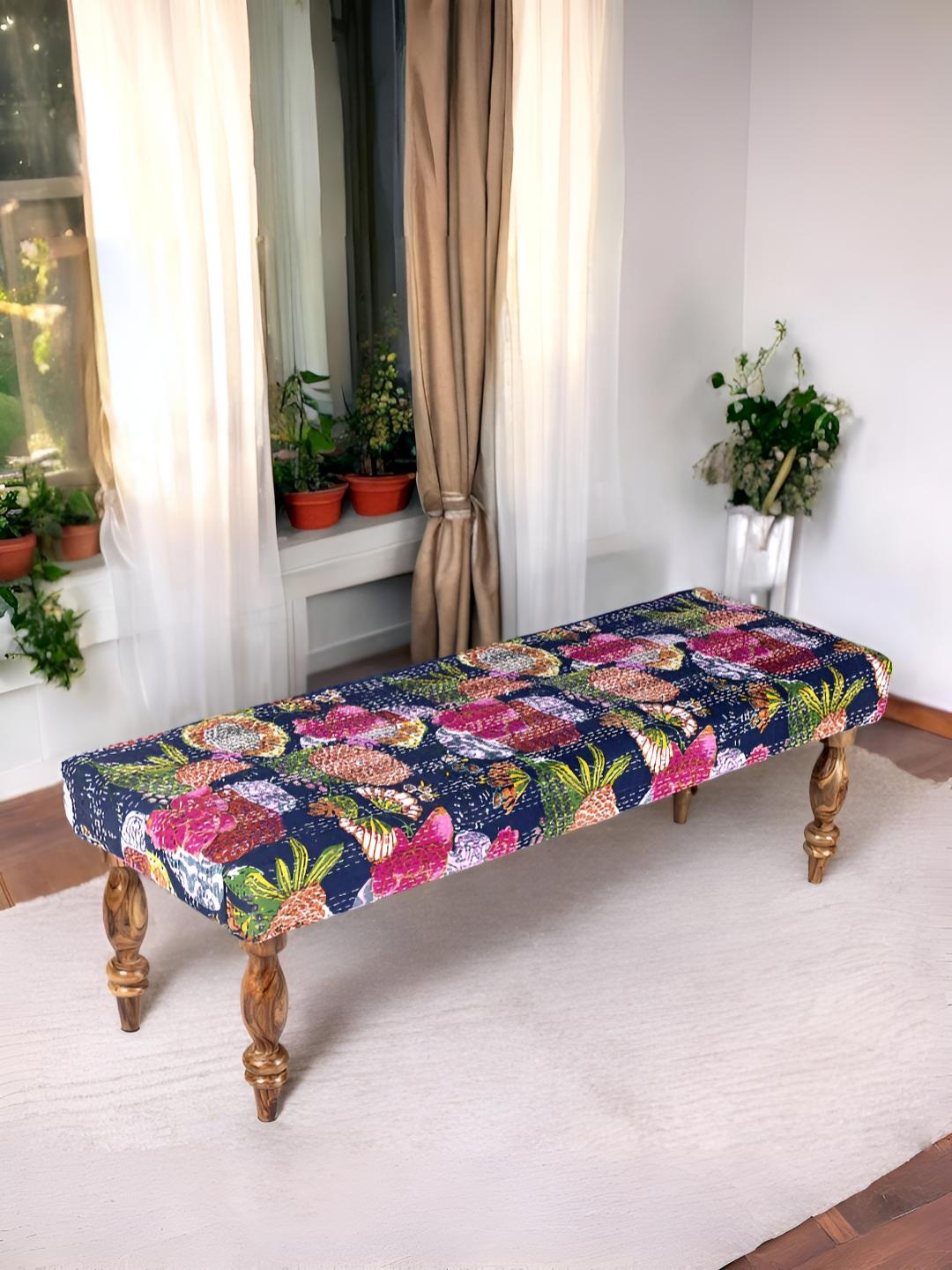 

Ikiriya Blue & Pink Wooden Printed 3 Seater Bench