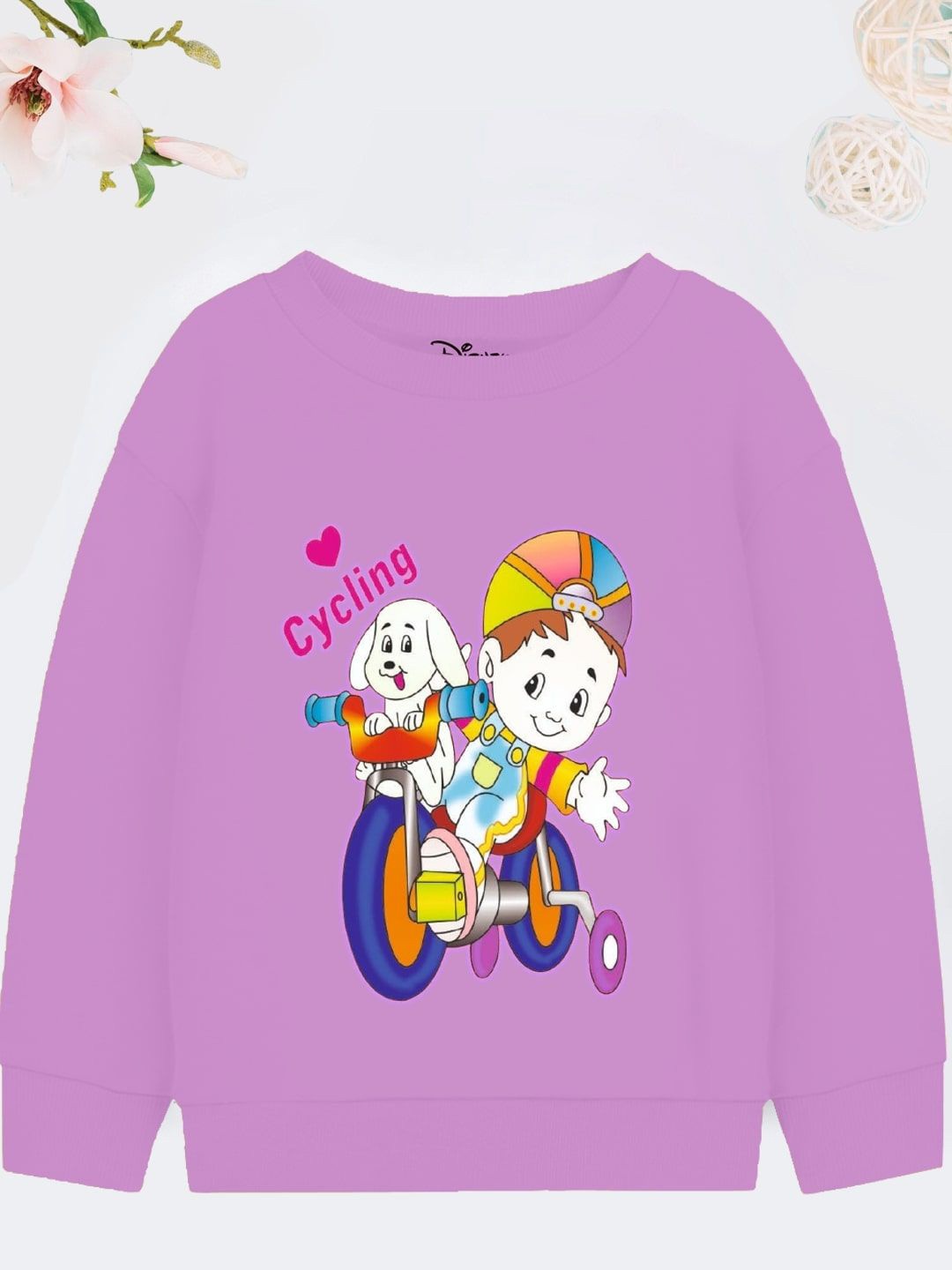 

YK Disney Girls Printed Round Neck Long Sleeves Sweatshirt, Purple