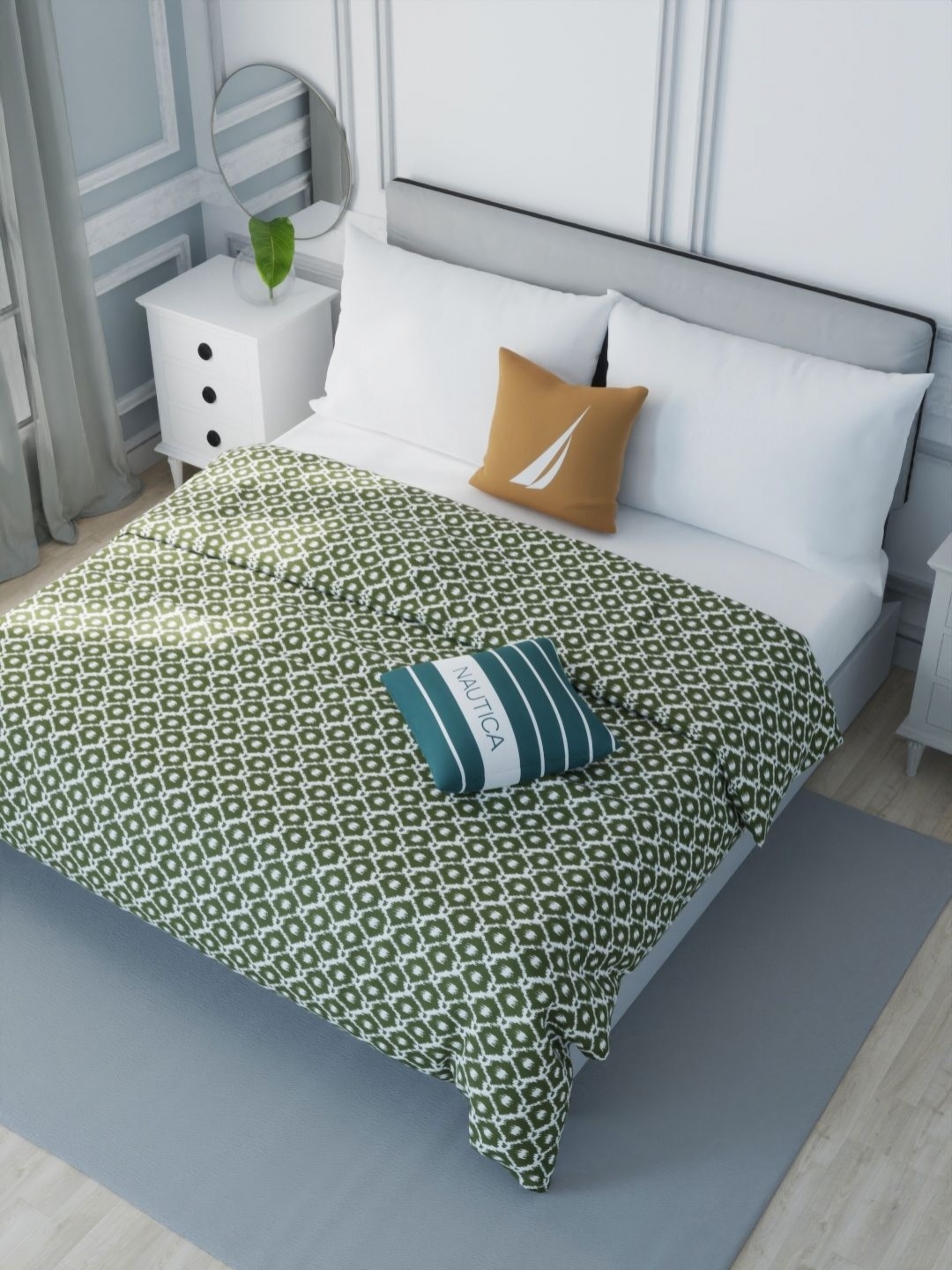 

Nautica Green & White AC Room 120 GSM Double Bed Dohar