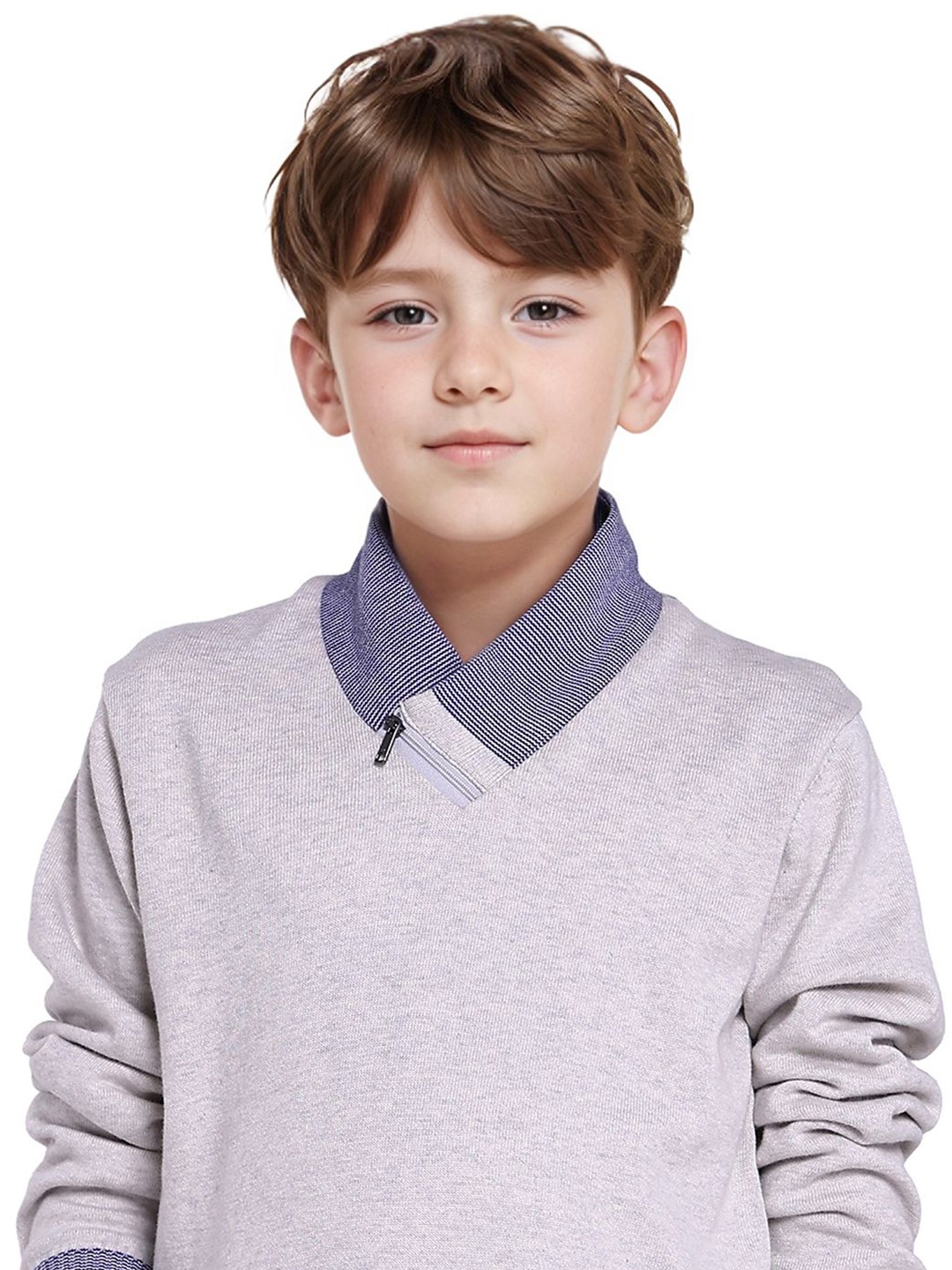 

RARE ONES Boys V-Neck Cotton Pullover, Grey