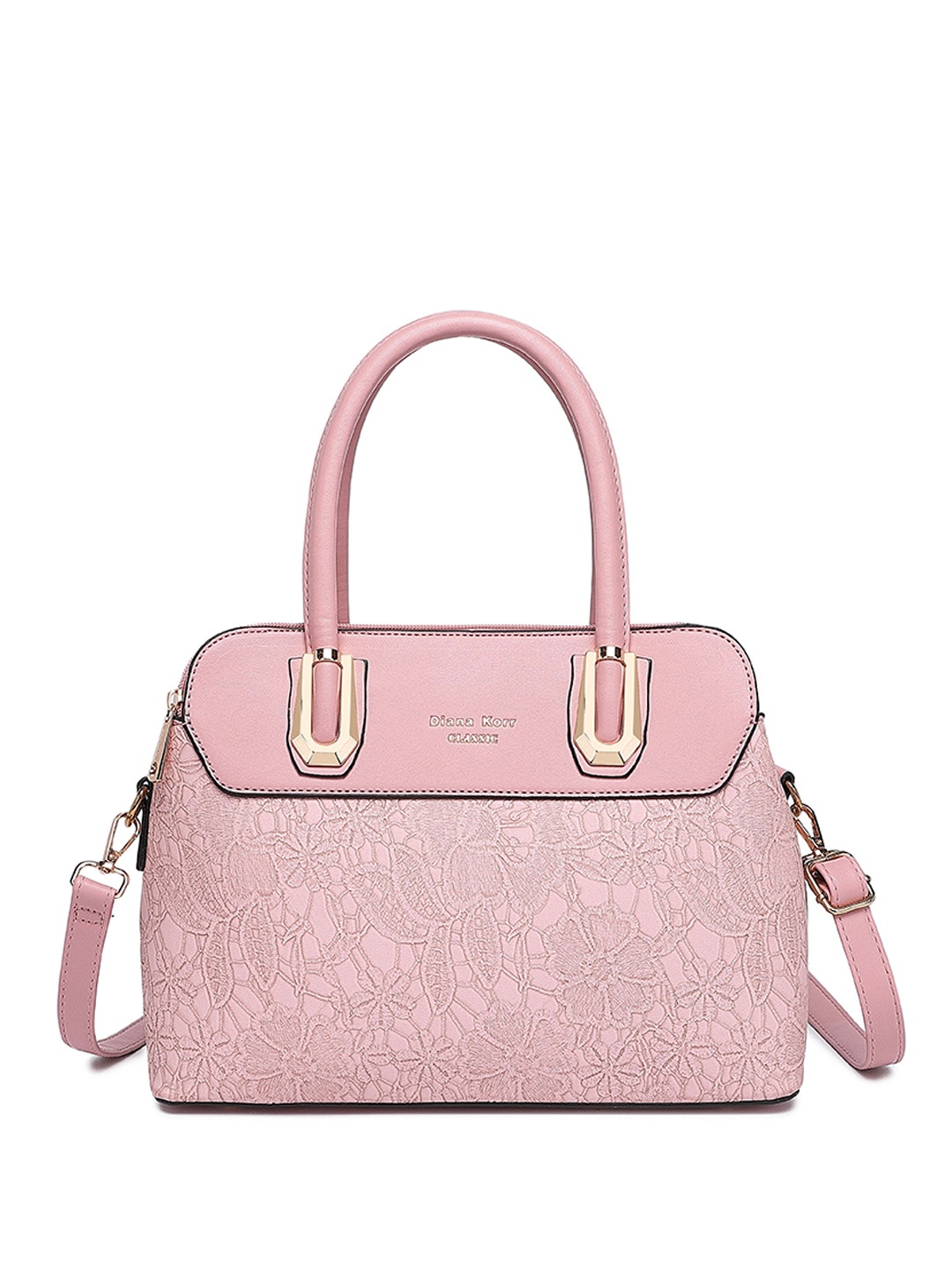 

Diana Korr Textured Shopper Shoulder Bag with Cut Work, Pink