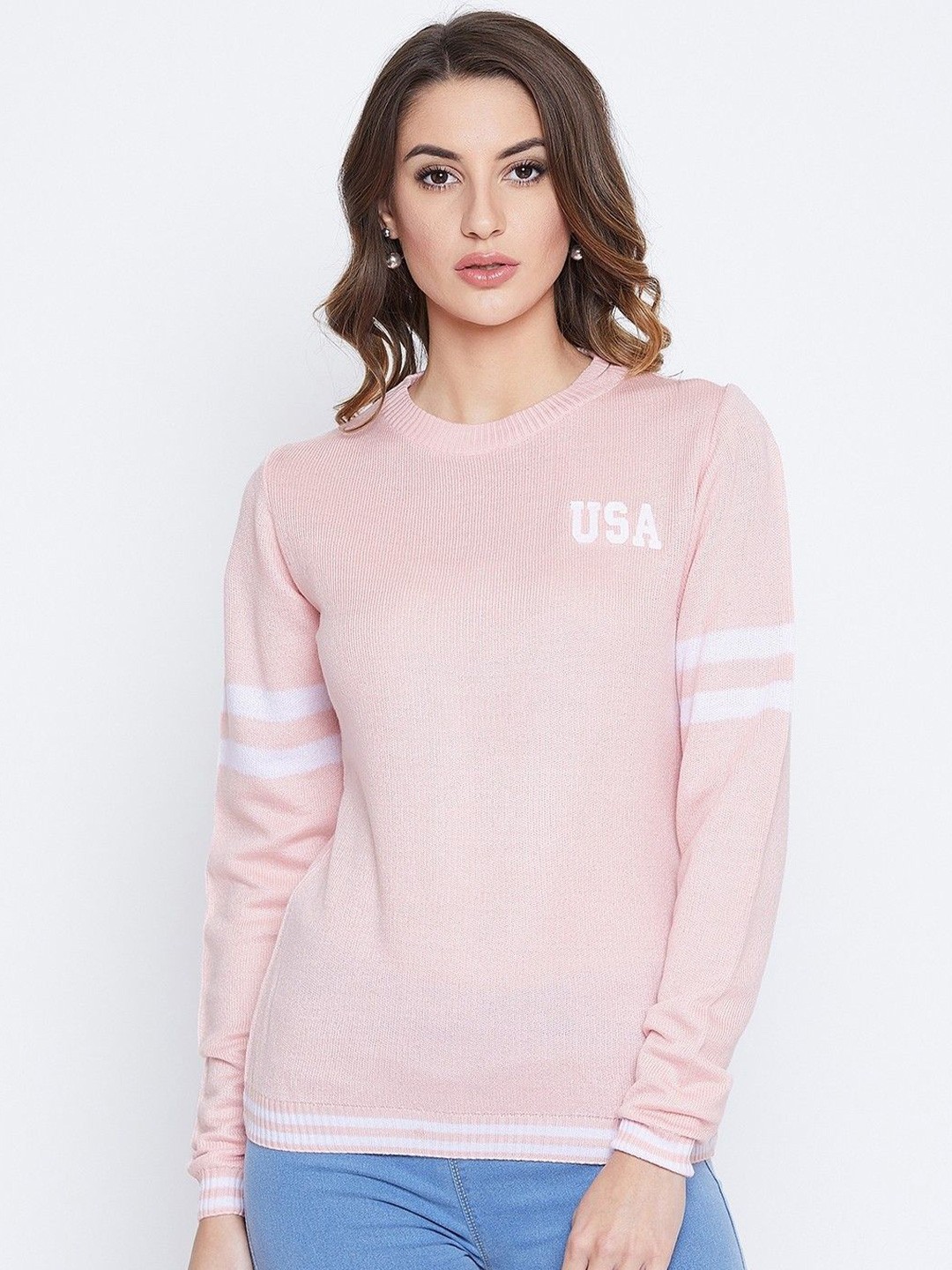 

JUMP USA Women Long Sleeves Pullover Sweater, Pink