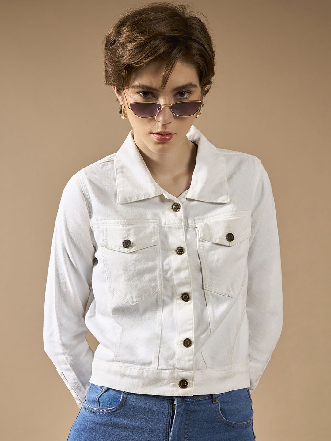 

DOLCE CRUDO Women Crop Tailored Jacket, White