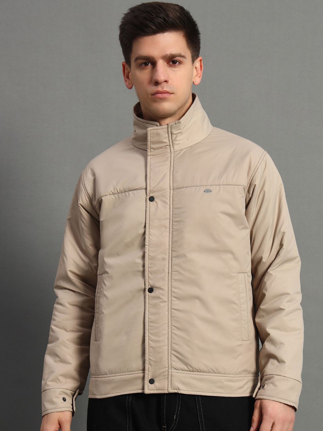 

GET GOLF Men Polyester Bomber Jacket, Beige