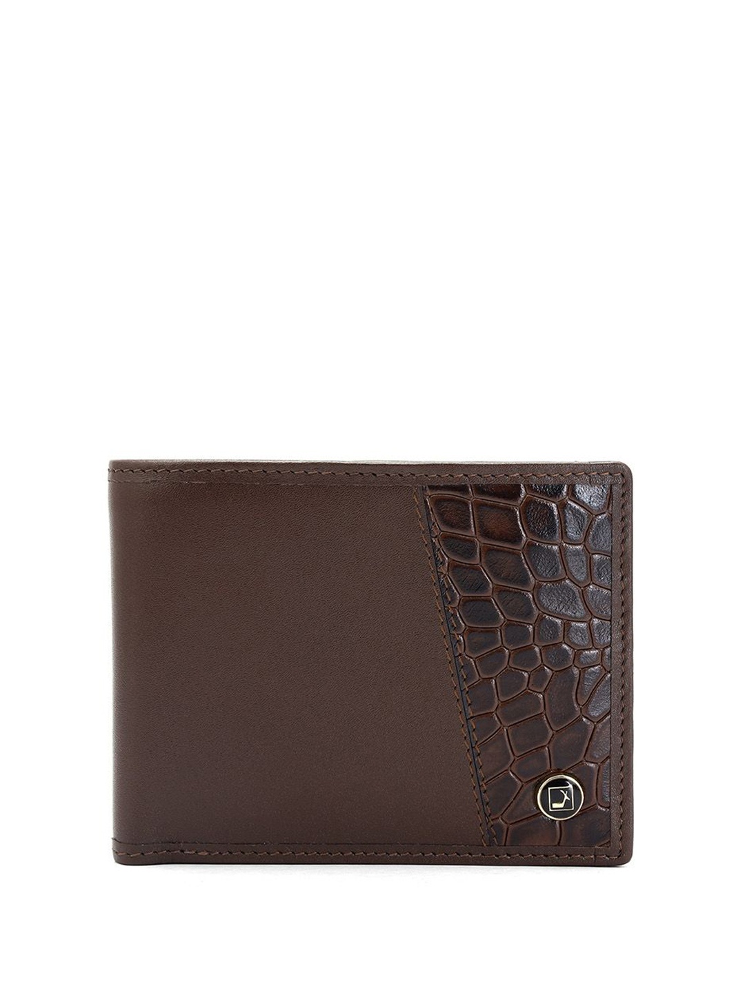 

Da Milano Men Textured Leather Two Fold Wallet, Brown