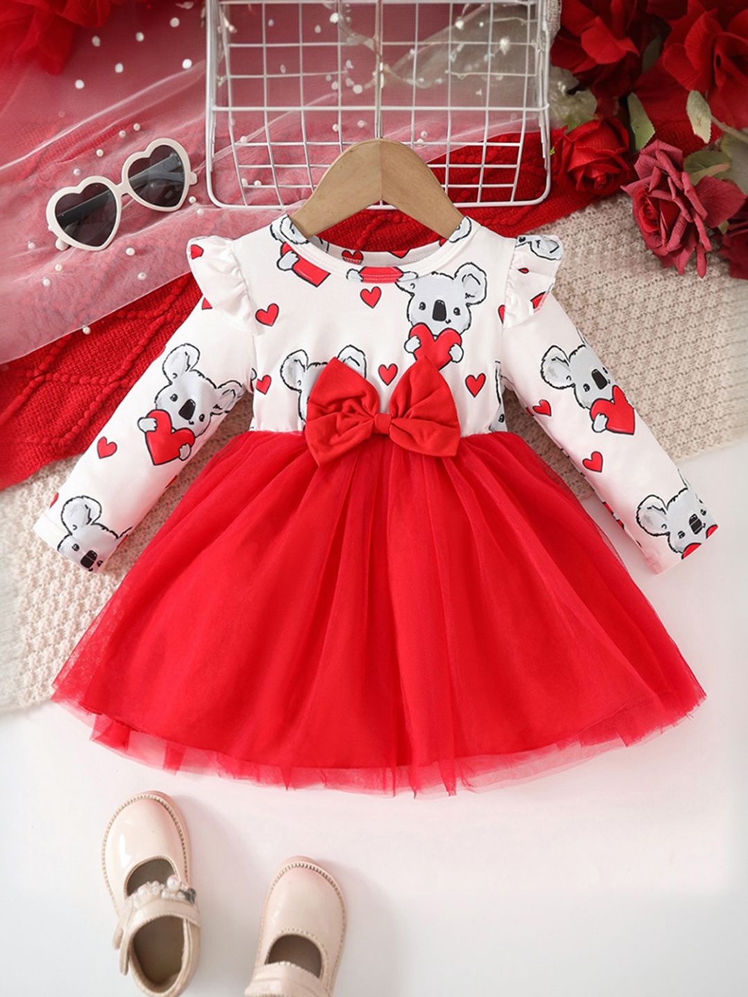

INCLUD Print Fit & Flare Dress, Red