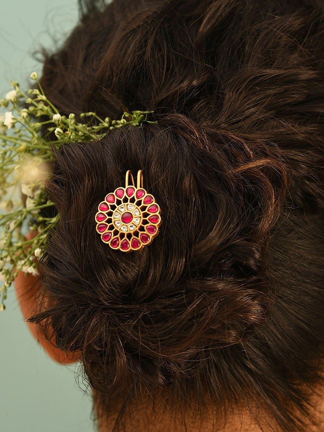 

JAYPORE Women Embellished Bumpit Hair Pin, Gold