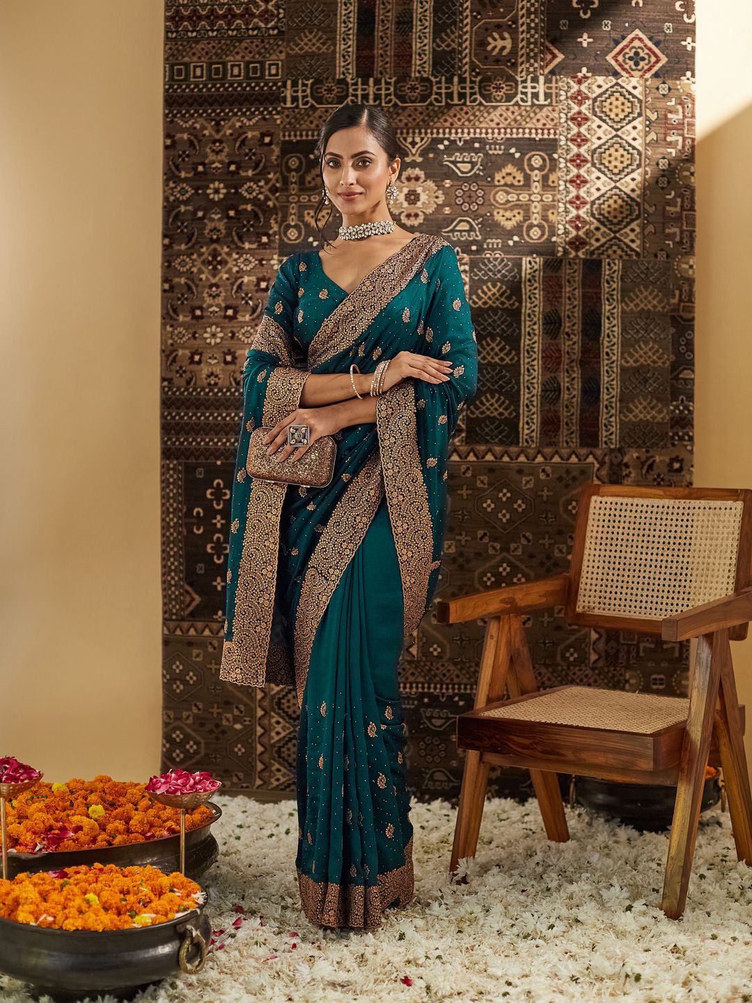 

kasee Embellished Zari Silk Cotton Designer Saree, Blue