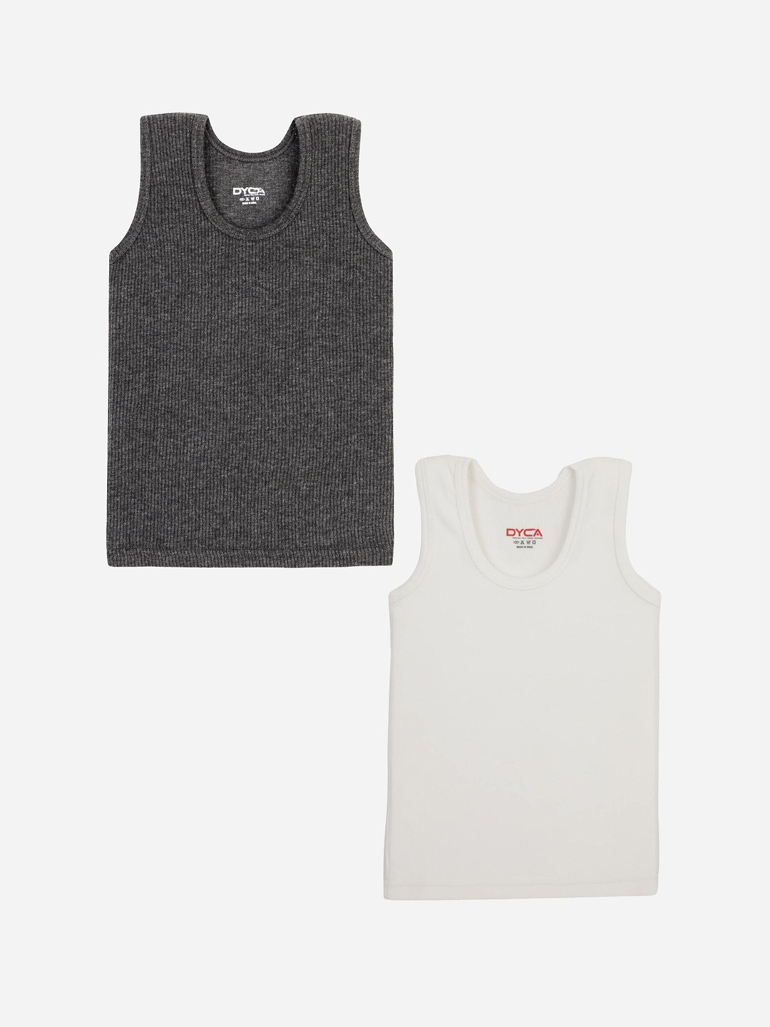 

DYCA Kids Pack Of 2 Cotton Sleeveless Thermal Tops, Charcoal