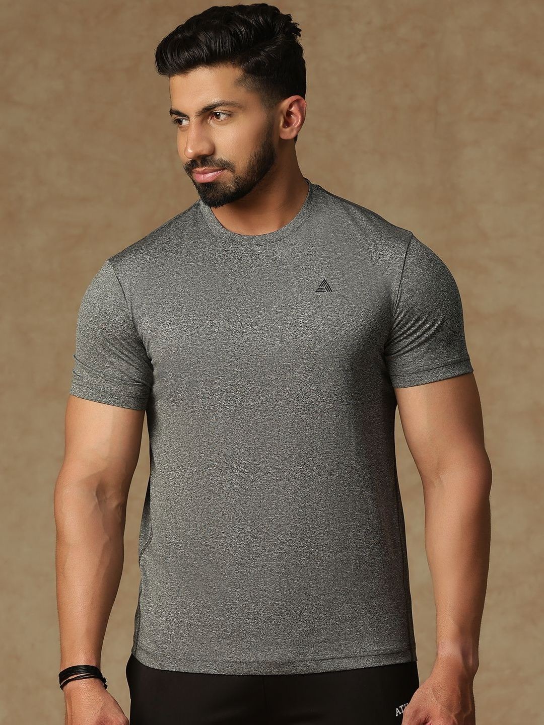 

ATHLISIS Men Dri-FIT Cut Outs Slim Fit T-shirt, Grey melange