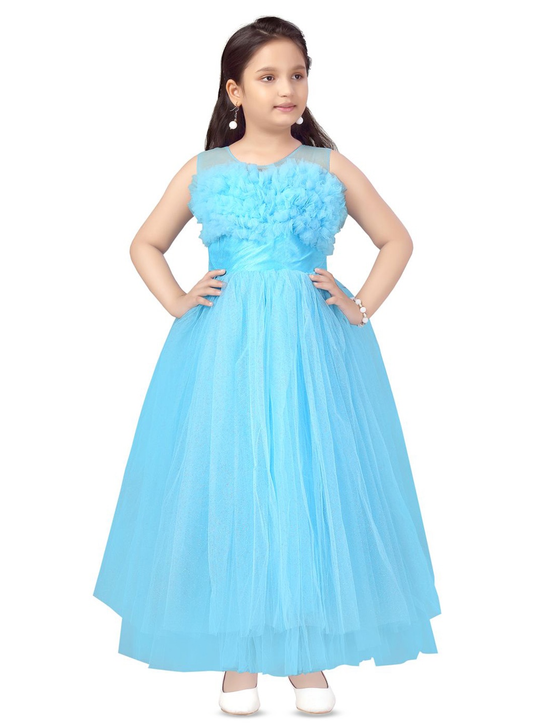 

HERE&NOW Embellished Net Maxi Dress, Turquoise blue