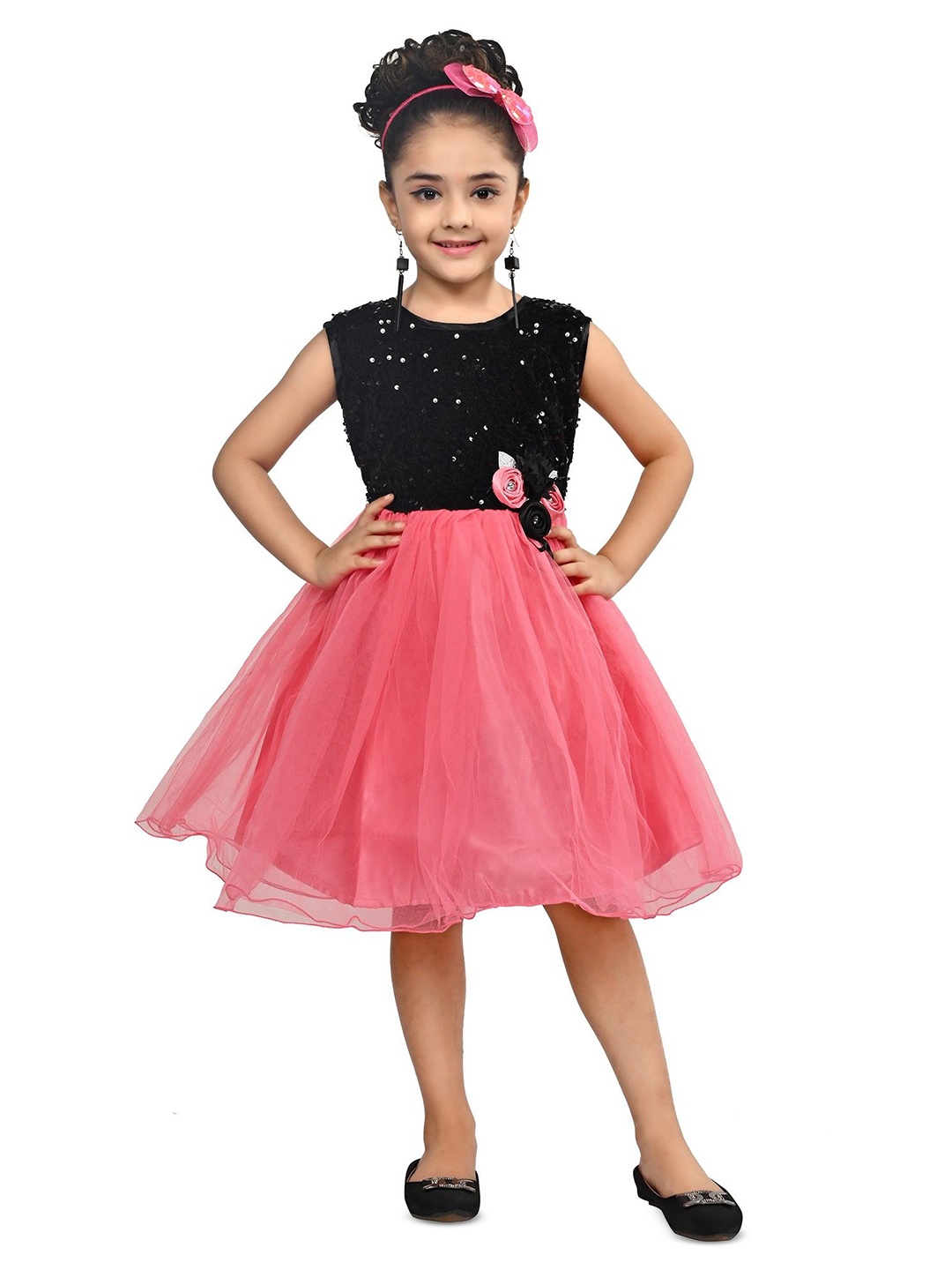 

BAESD Embellished Net Fit & Flare Dress, Peach