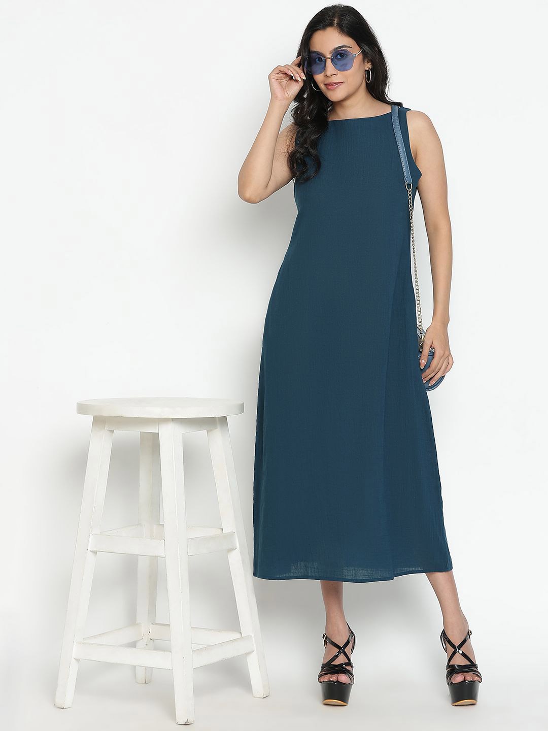 

TOLIKE Applique A-Line Midi Dress, Turquoise blue