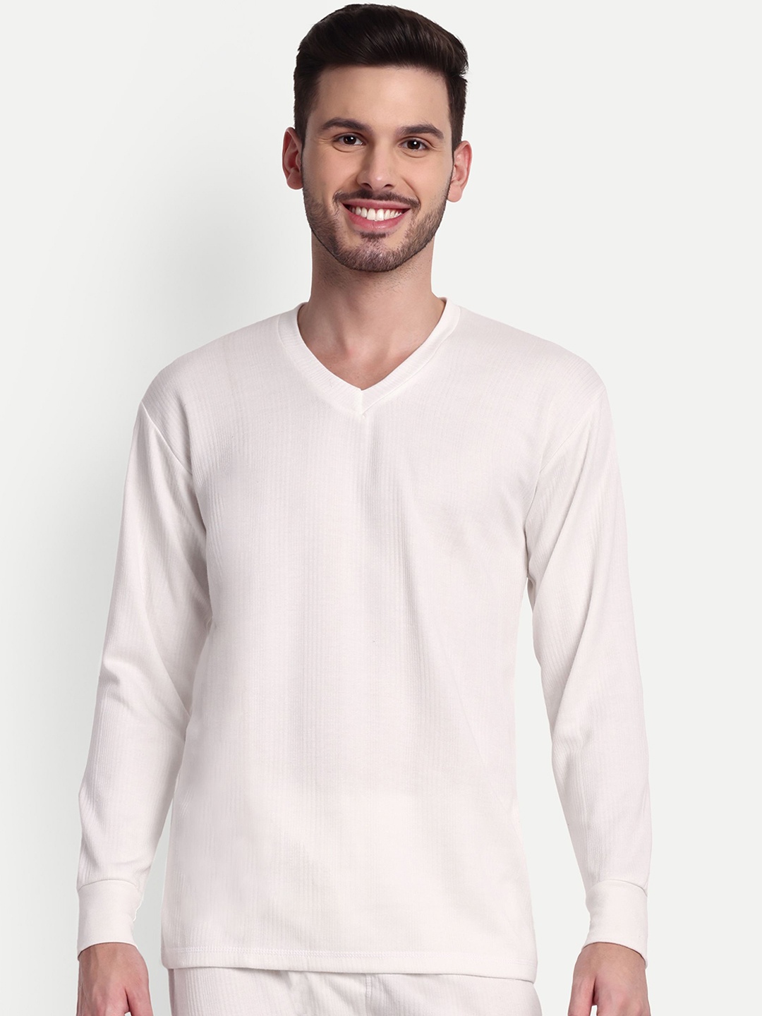 

ZEFFIT Ribbed Cotton Thermal Top, Off white