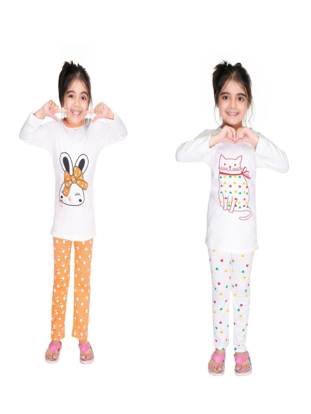 

BAESD Girls Printed T-shirt with Trousers, White