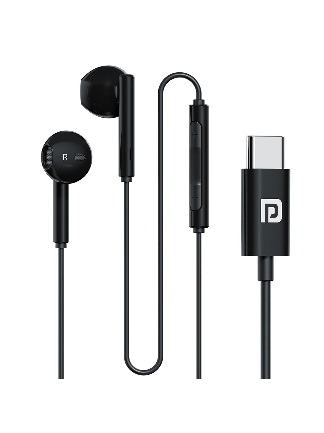 

Portronics Ear Type C Wired Earphones With HD Mic Headphones, Black