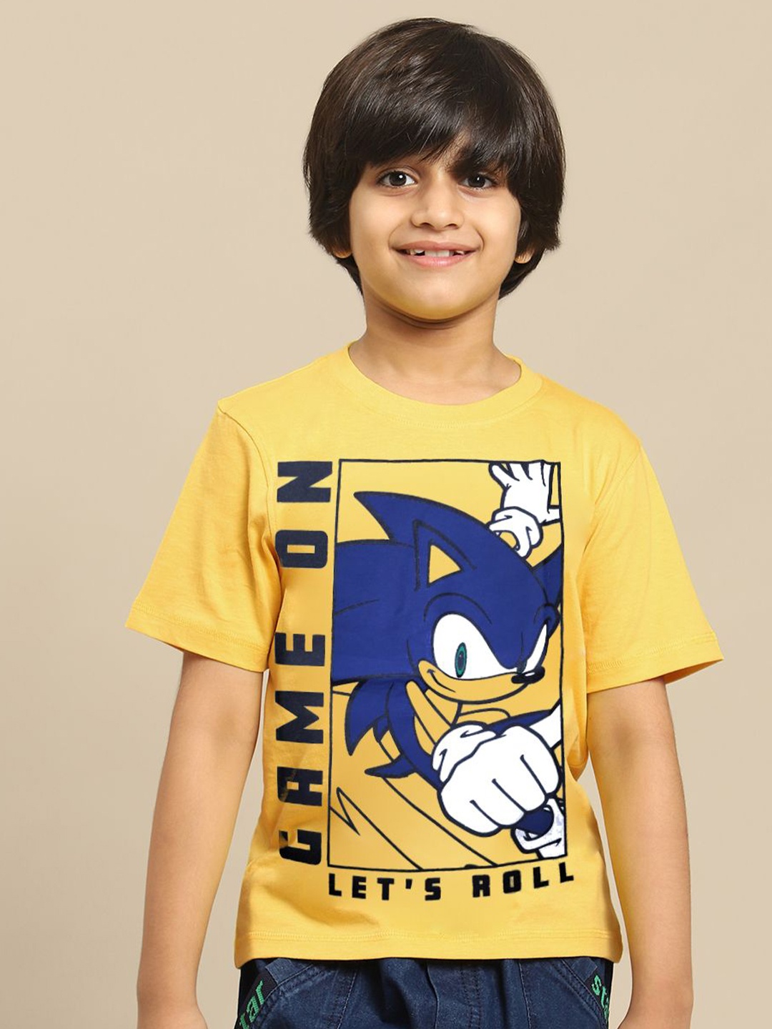 

Kids Ville Boys Sonic Printed Regular Fit Tshirt, Yellow