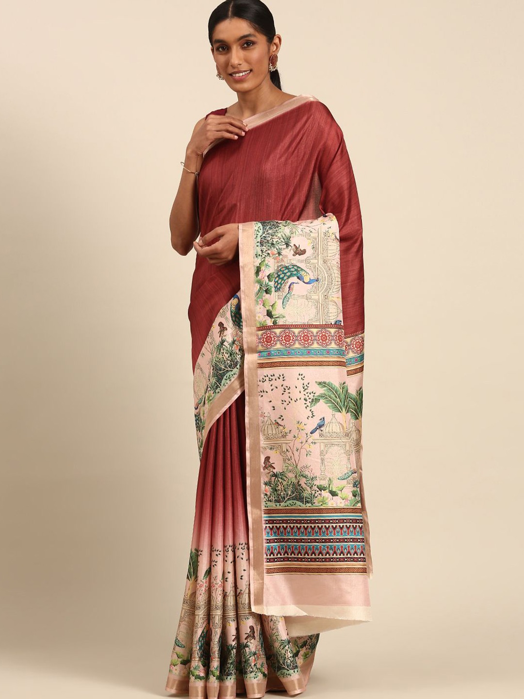 

Fashion Petals Tussar Saree, Maroon