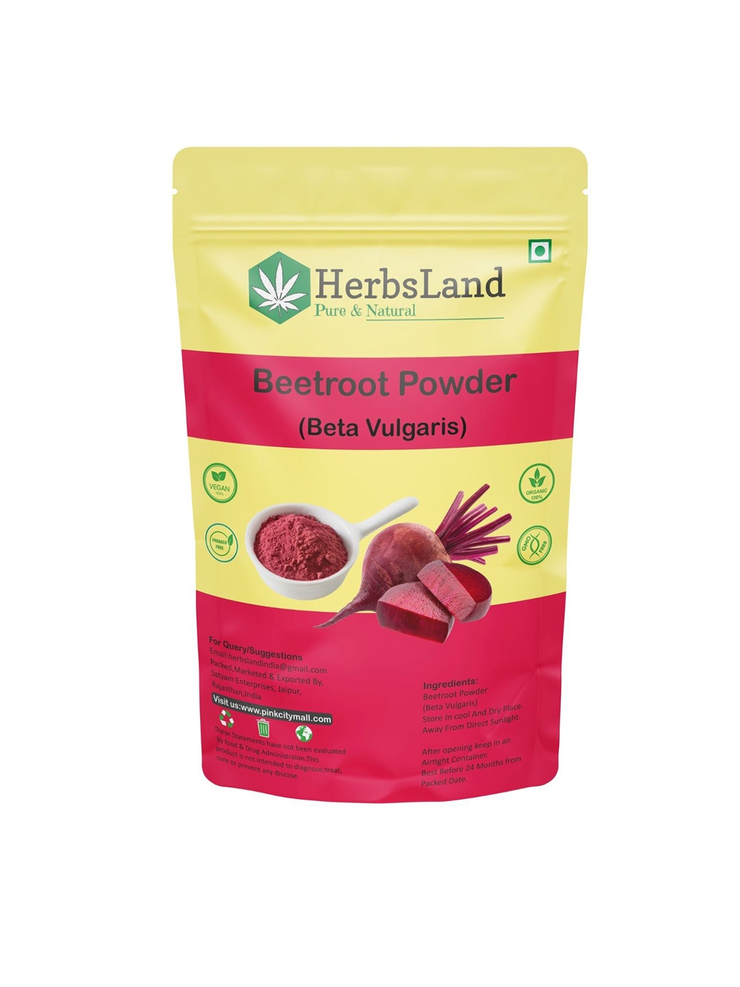 

HerbsLand Beetroot Powder Face Pack For Tan Removal - 100 g, Red