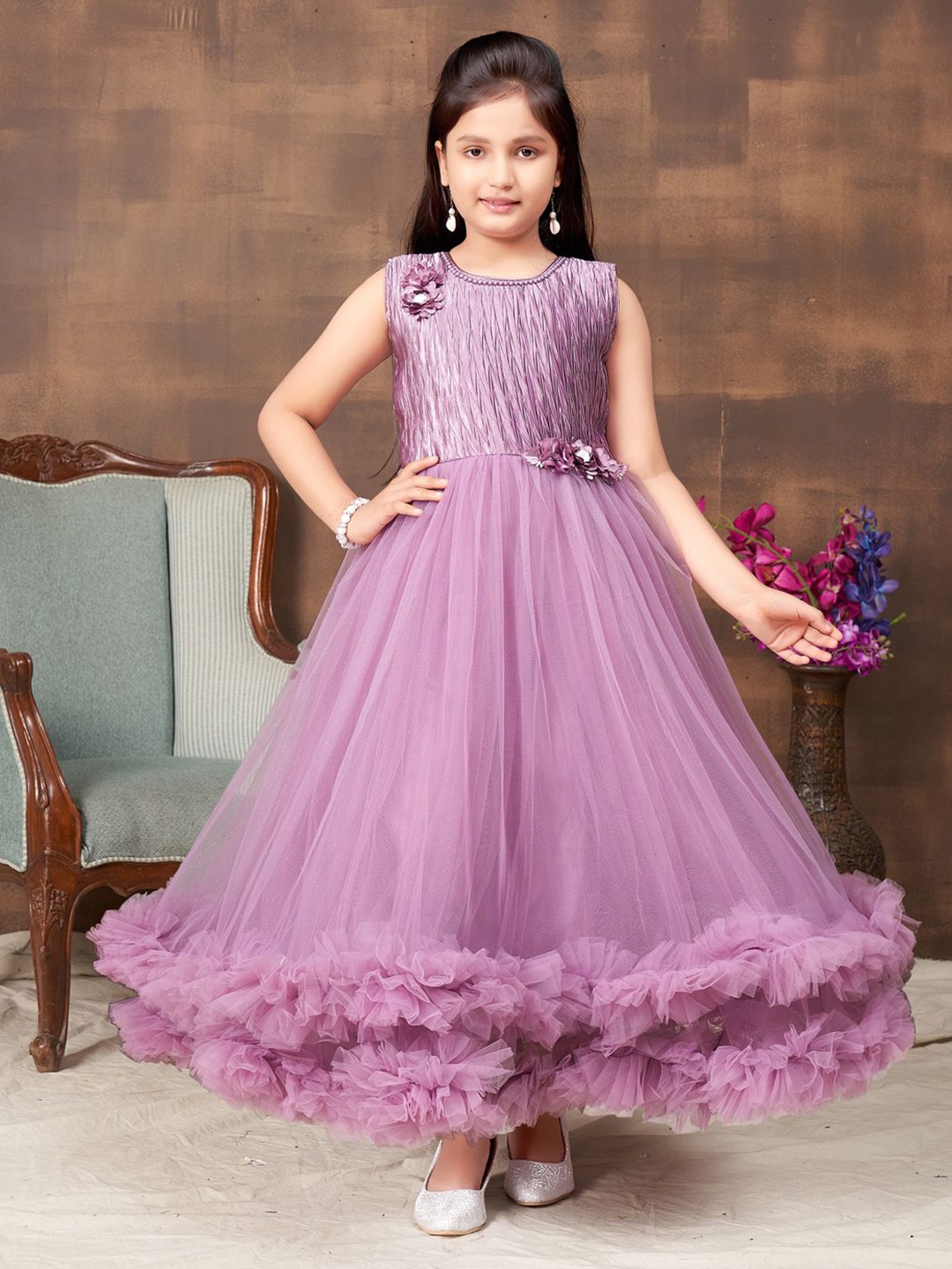 

HERE&NOW Embellished Net Maxi Dress, Purple
