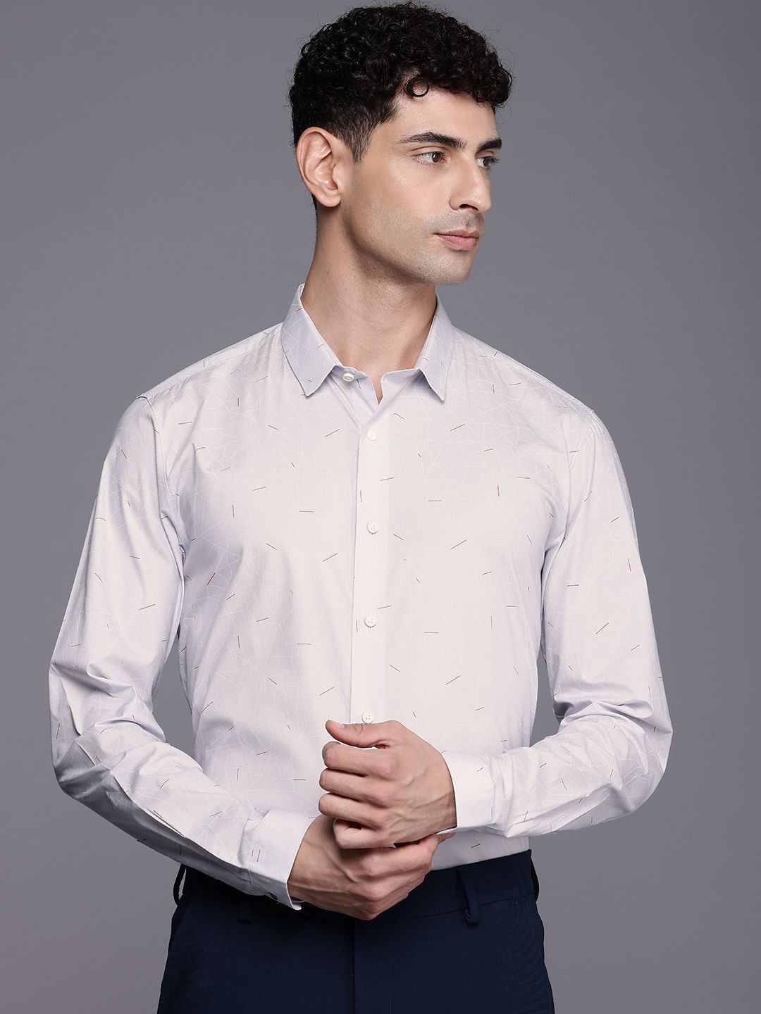 

Louis Philippe Ath.Work Super Slim Fit Printed Formal Shirt, White