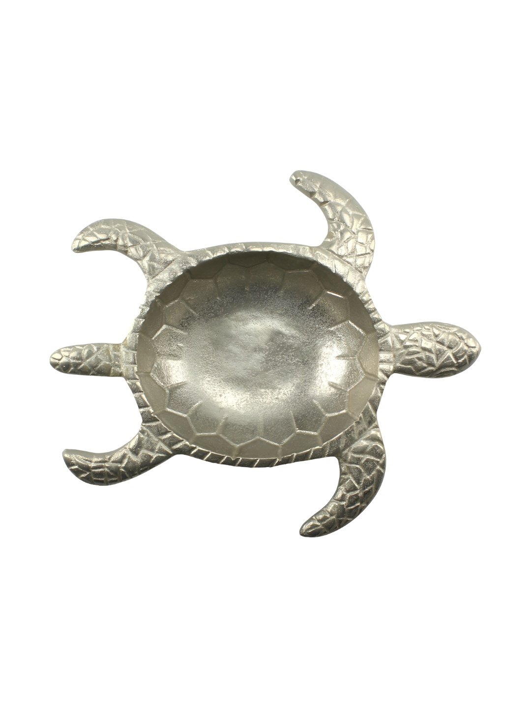 

Hind Decor Textured Turtle-Shaped Decorative Bowl, Silver