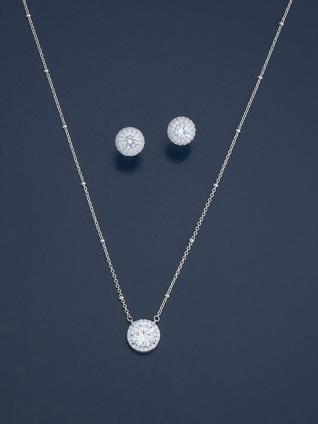 

Kushal's Fashion Jewellery Rhodium-Plated Spherical Pendants, White