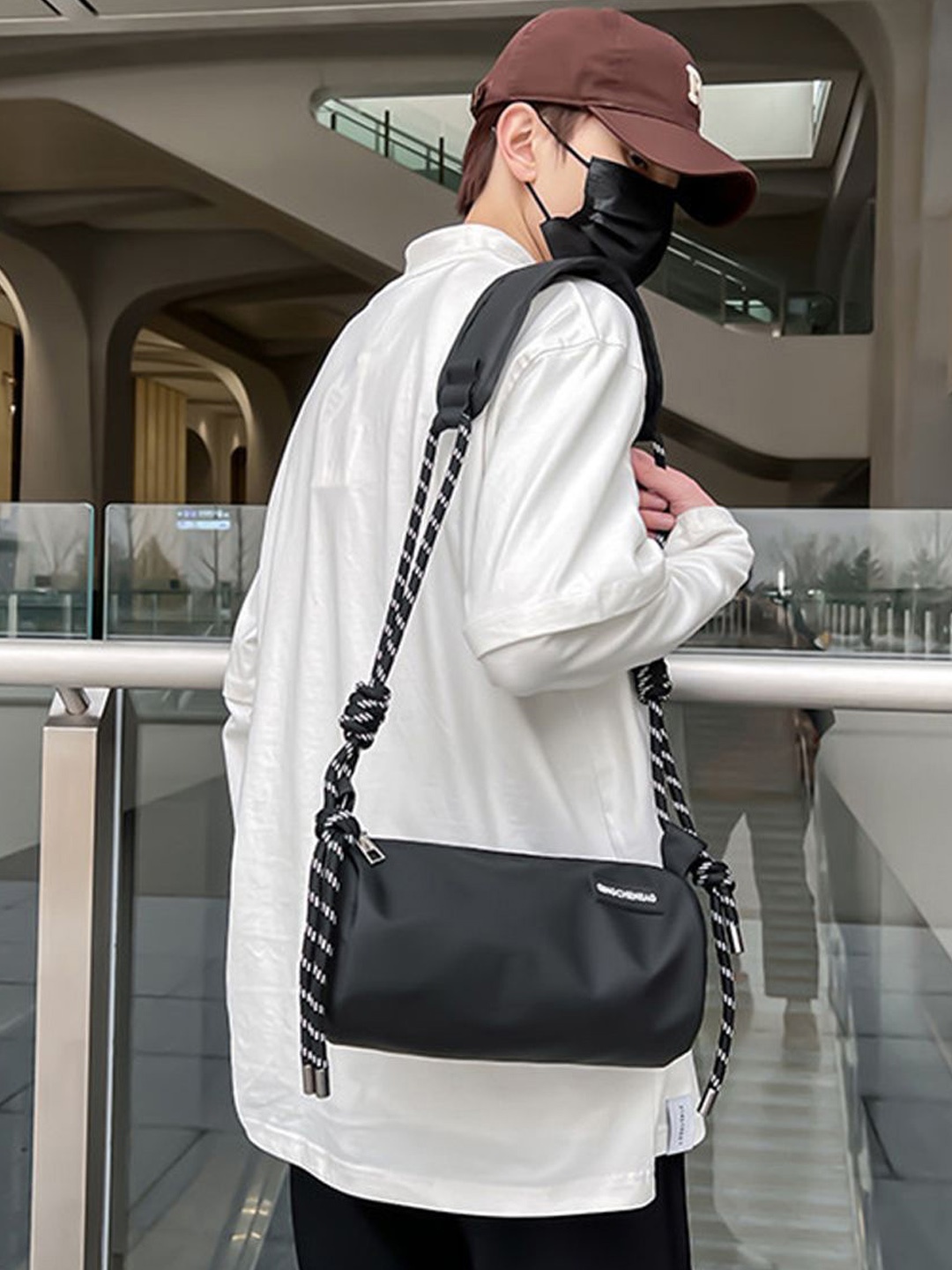 

StyleCast Checked Structured Handheld Bag with Fringed, Na