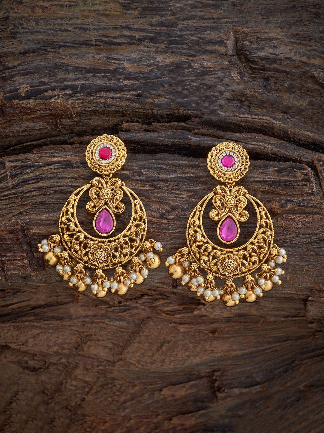 

Kushal's Fashion Jewellery Crescent Shaped Drop Earrings, Red