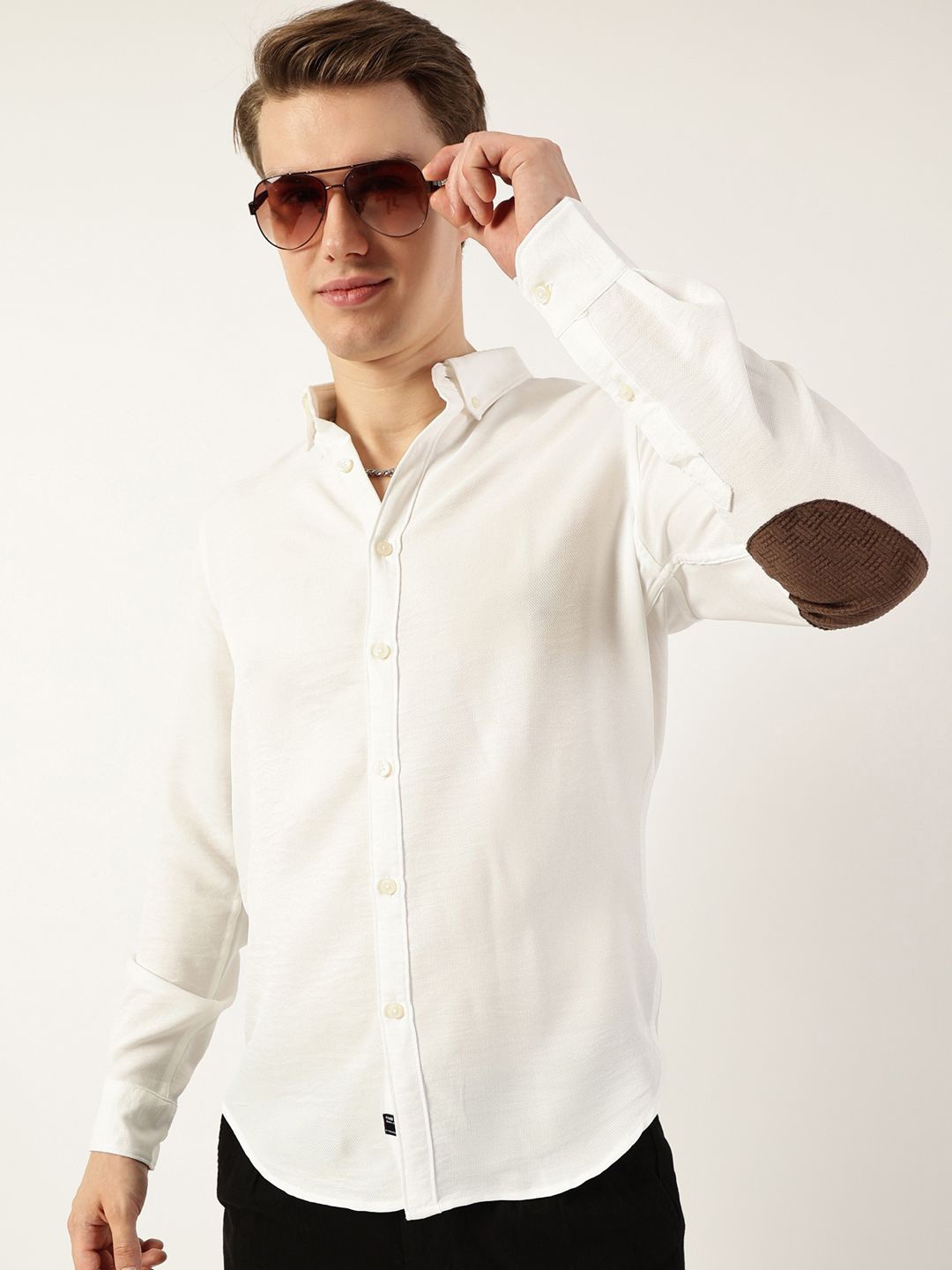 

Thomas Scott Men Classic Button-Down Collar Solid Slim Fit Casual Shirt, White