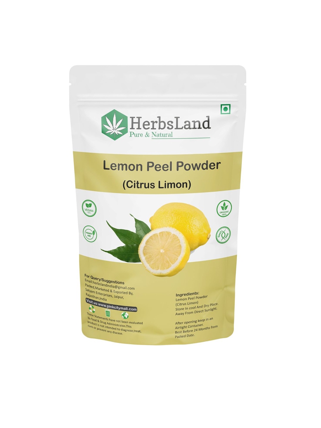 

HerbsLand Lemon Peel Powder Face Pack For Detox & Deep Cleansing - 100 g, Beige