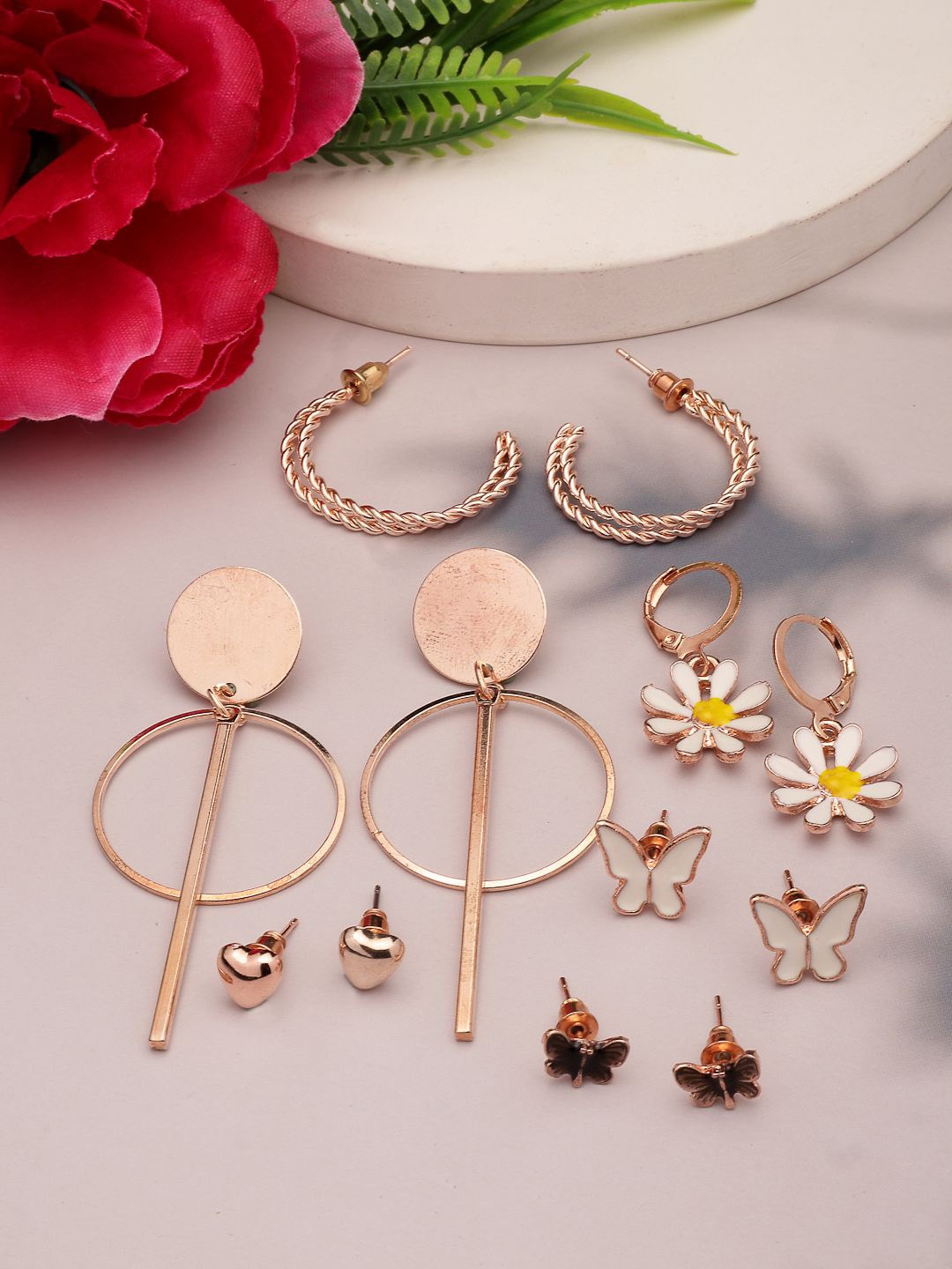 

NVR Contemporary Drop Earrings, Rose gold