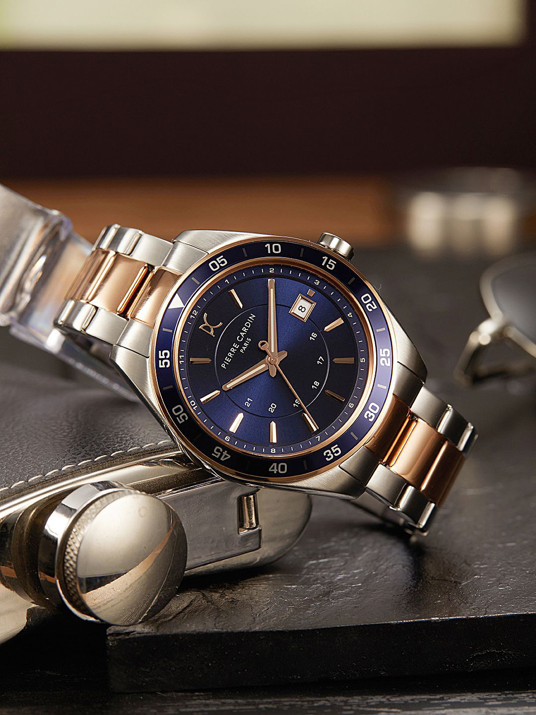 

pierre cardin Men Dial & Stainless Steel Straps Analogue Multi Function Watch CF.1003.MU, Blue