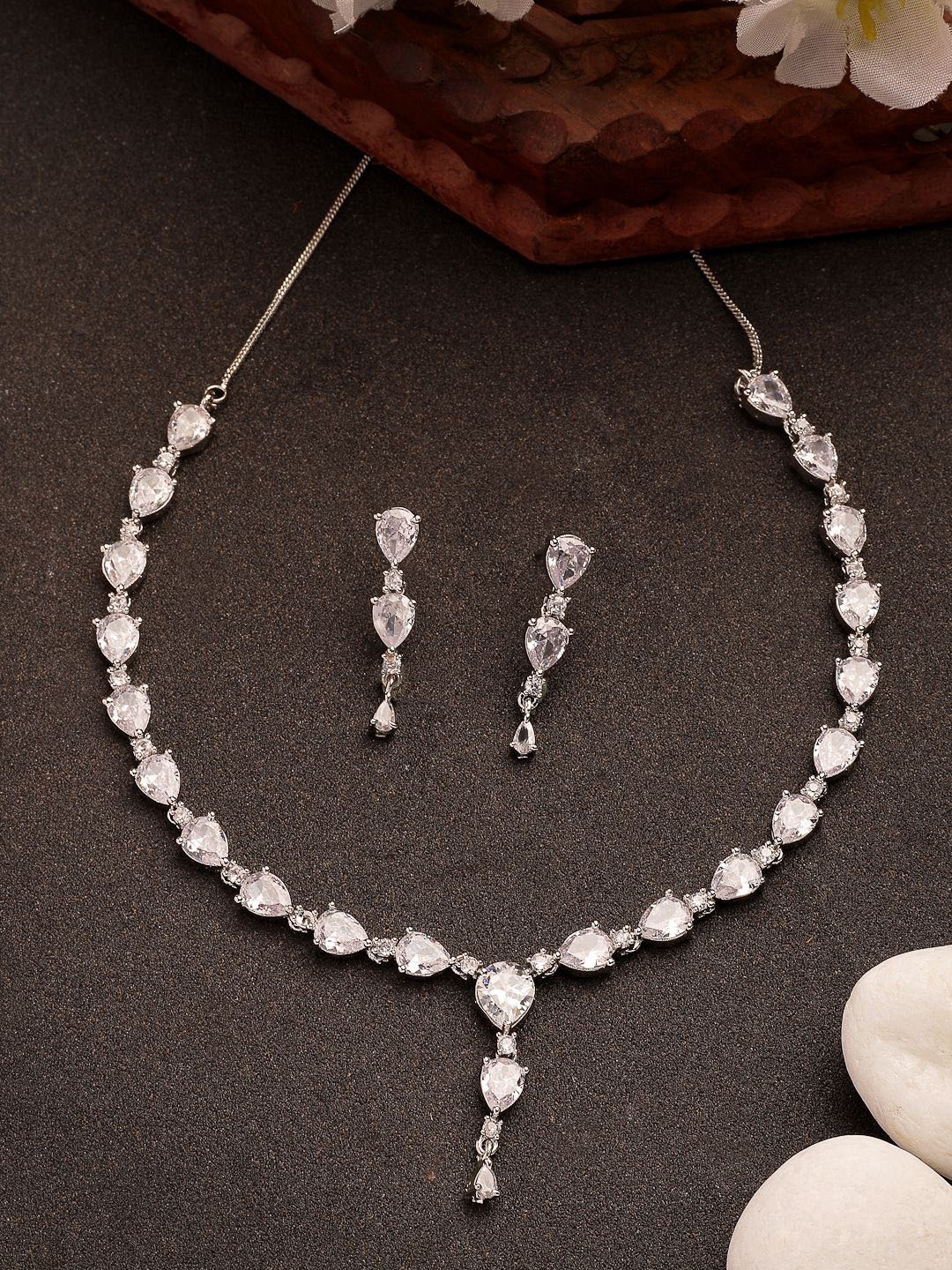 

NVR Girls Silver-Plated CZ-Studded Jewellery Set