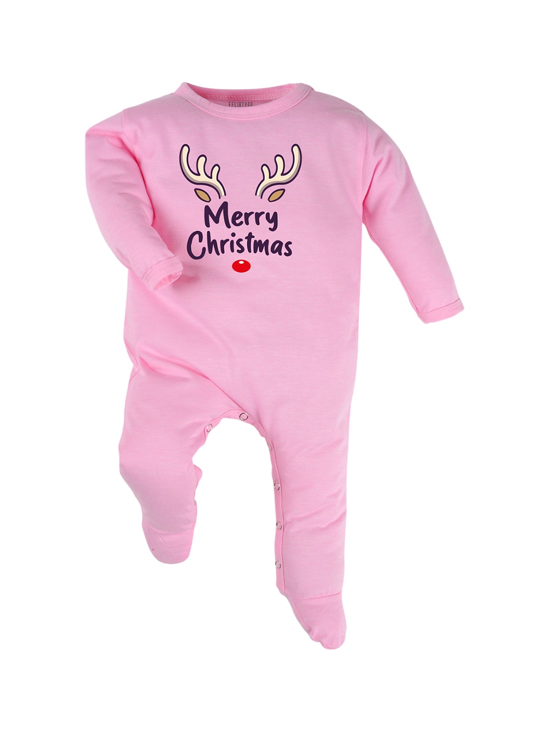 

FFLIRTYGO Infants Printed Pure Cotton Sleepsuit, Pink