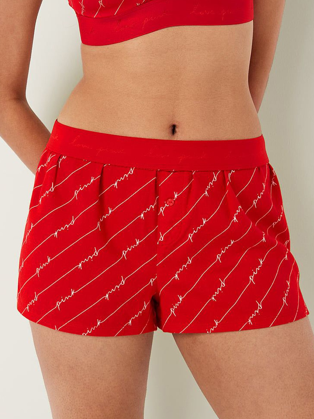 

Victoria's Secret Women Printed Lounge Shorts, Red