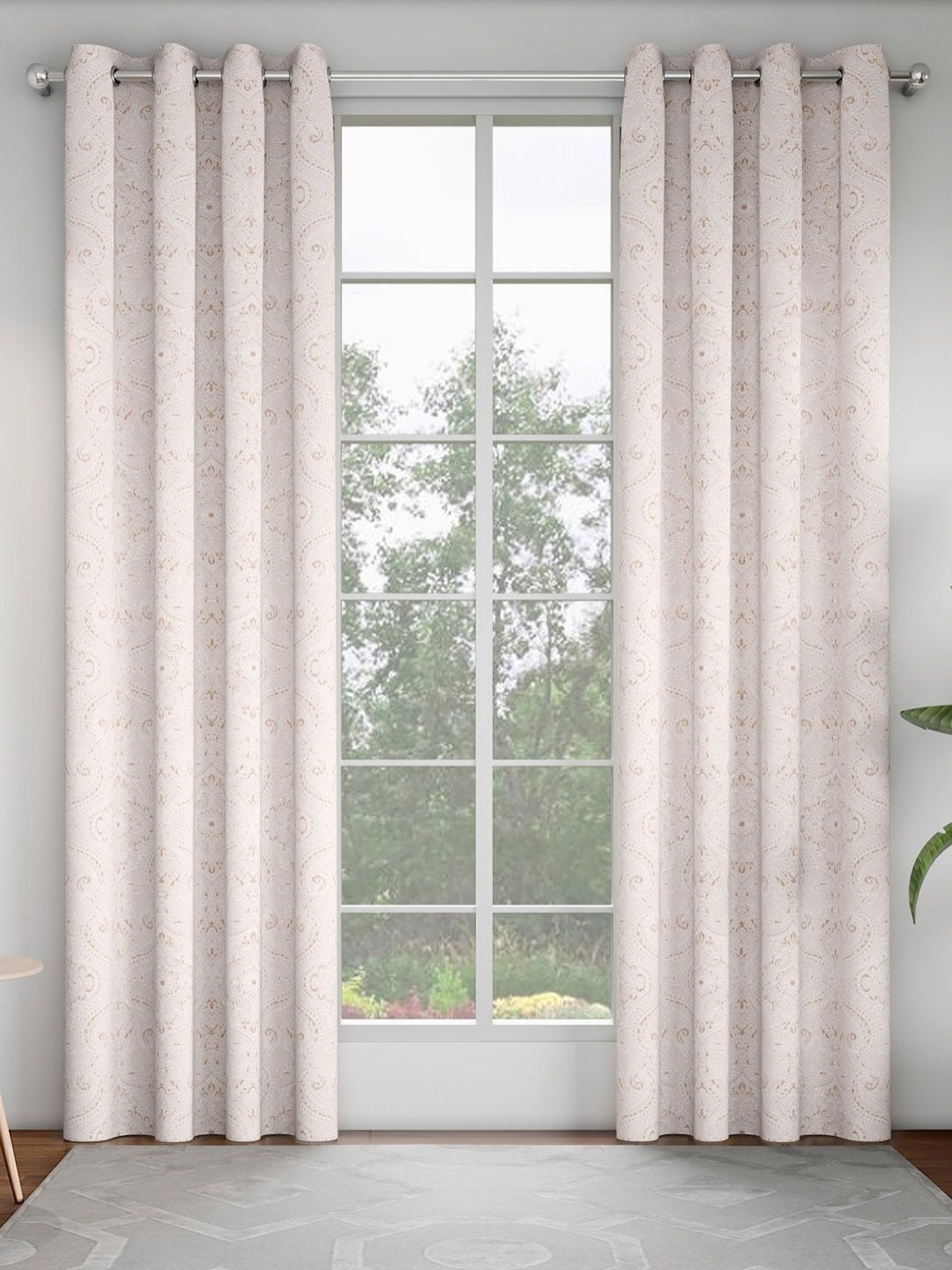

GM Beige & Brown Set of 2 Ethnic Motifs Room Darkening Door Curtain