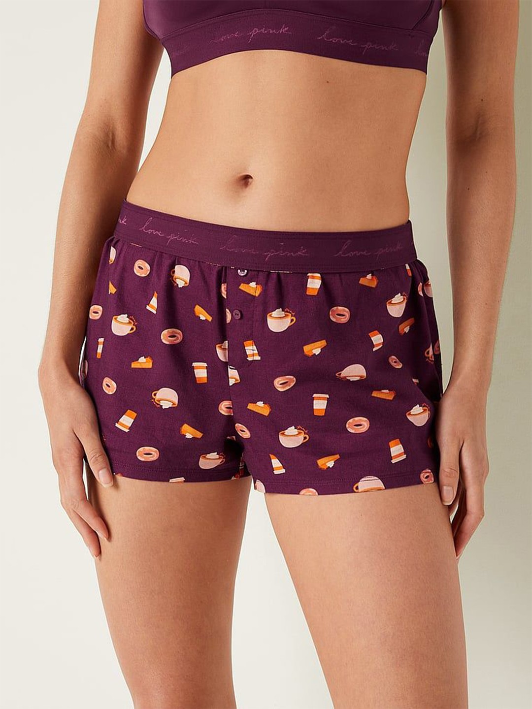 

Victoria's Secret Women Printed Lounge Shorts, Burgundy