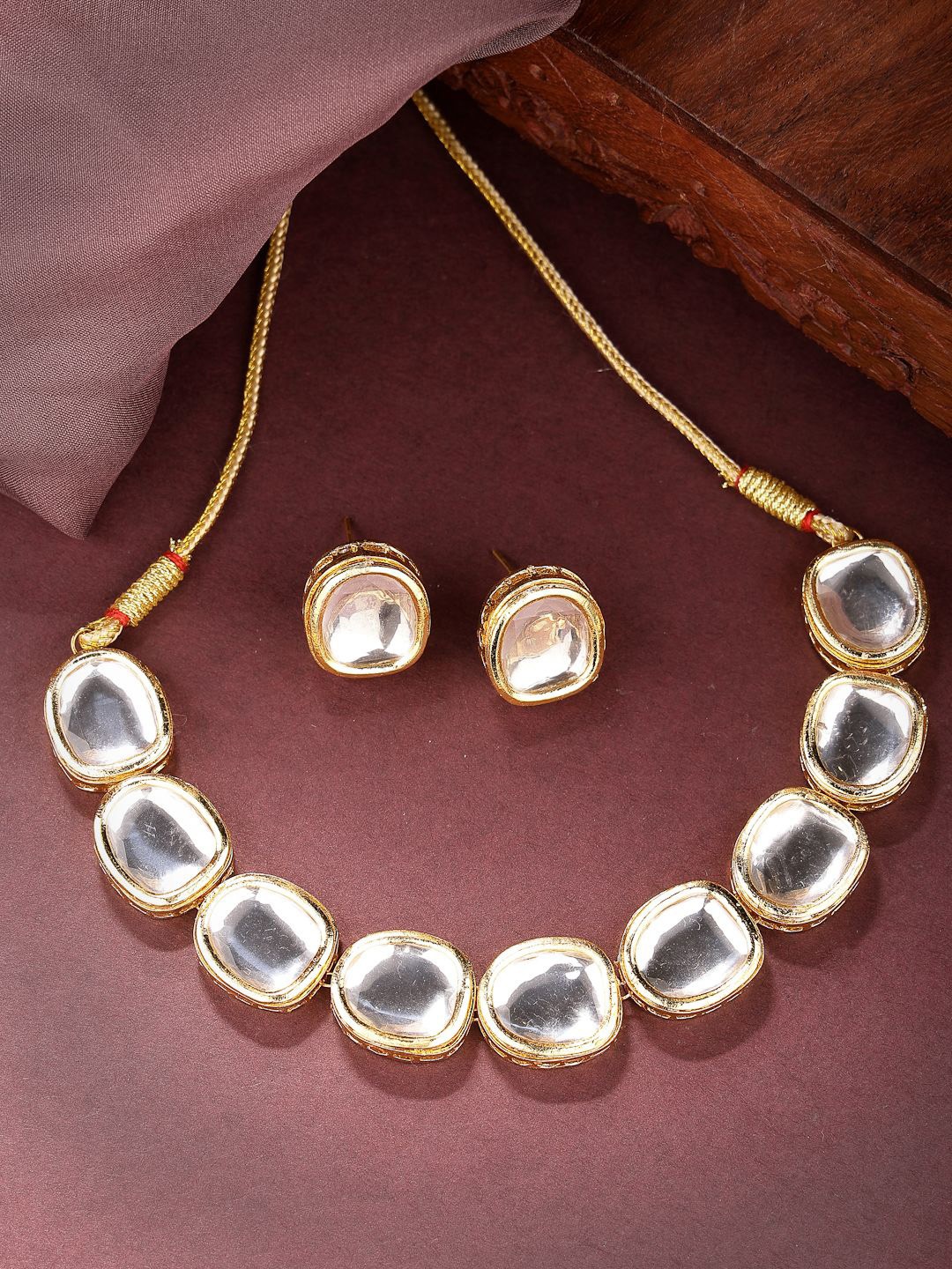 

NVR Girls Gold Plated Kundan Studded Jewellery Set