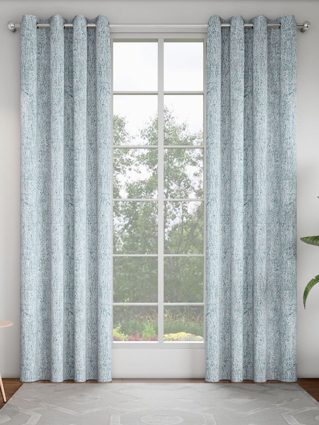 

GM Blue & White Set of 2 Room Darkening Door Curtain